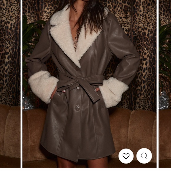 Jackets & Blazers - GIGI TAUPE VEGAN LEATHER PEA COAT